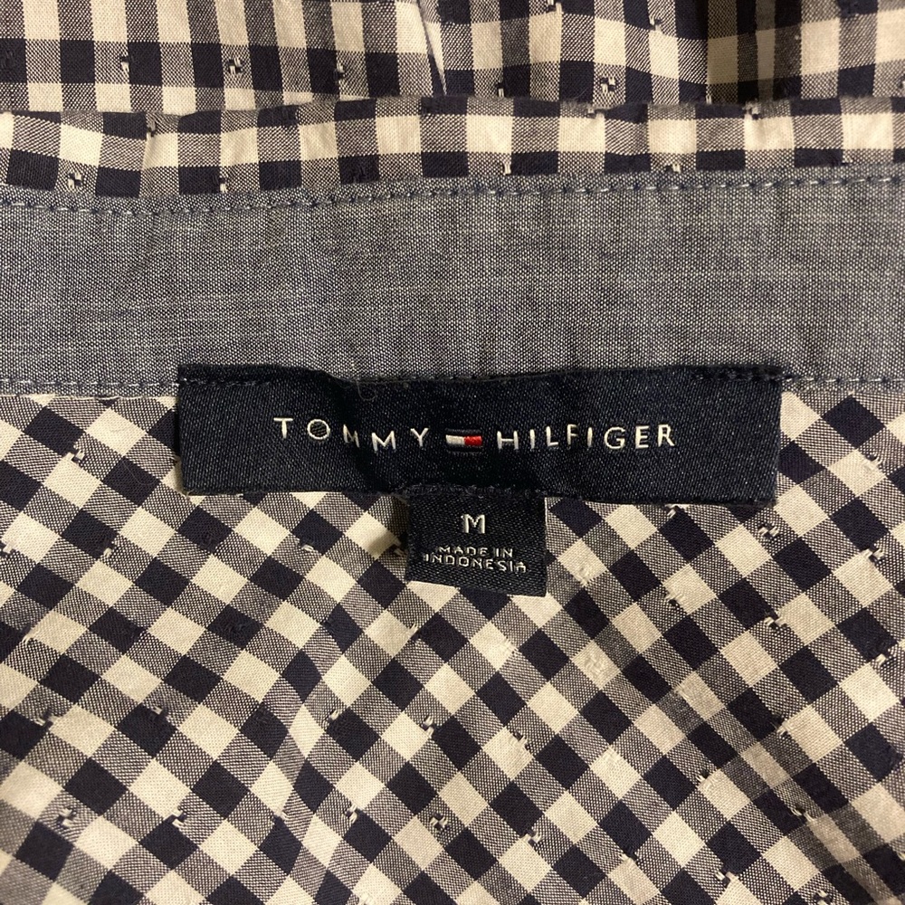 Tommy Hilfiger Navy/white check blouse size Medium - Picture 6 of 7